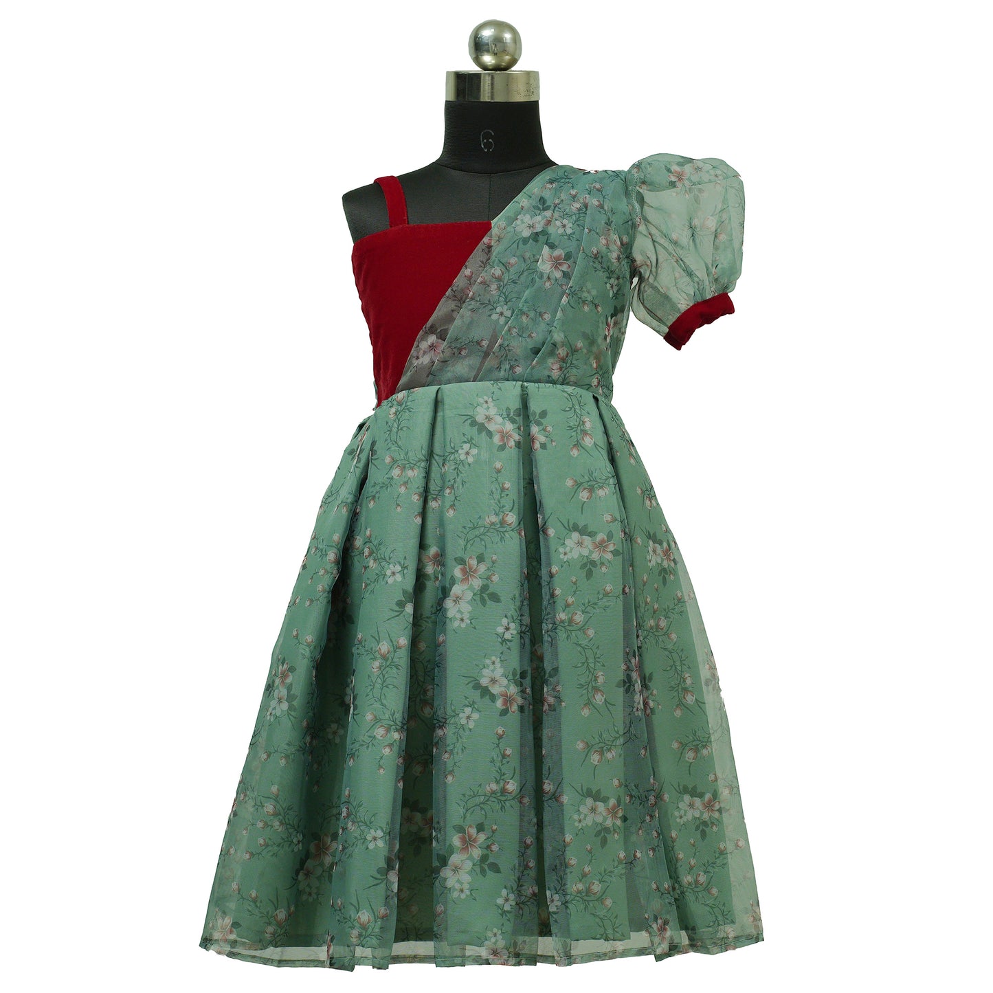 HEYKIDOO Designer christmas frocks for childrens kids clothing Green & Red latest designer dresses girls stylish comfortable birthday Party frock 6 years old beautiful elegant velvet net floral printed party frock buy online shopping India