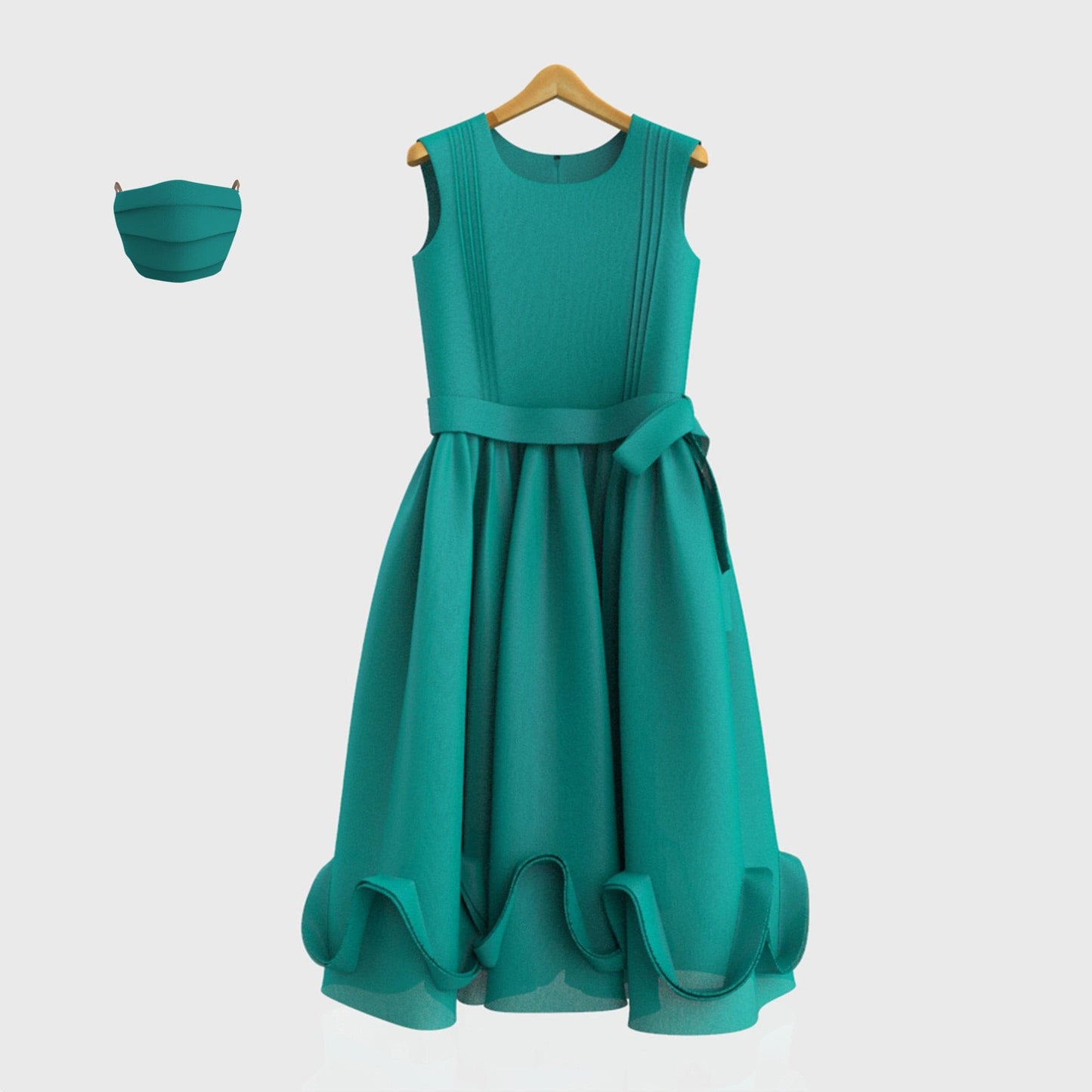 HEYKIDOO latest designer kids girls teens stylish comfortable Knee length birthday Party wear dress most beautiful party frocks occasional elegant zig zag green Solid  frocks online shopping fashionable elegant dress party 7 years stylish unique good quality trendy for gift purpose kids