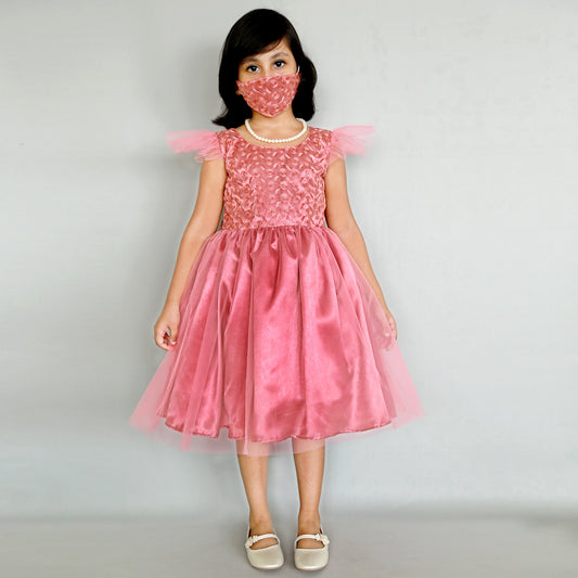 HEYKIDOO Unique designer dresses kids girls stylish comfortable birthday frocks online casual Party wear dress floral embroidered elegant peach fashionable 3 years stylish children clothing online India