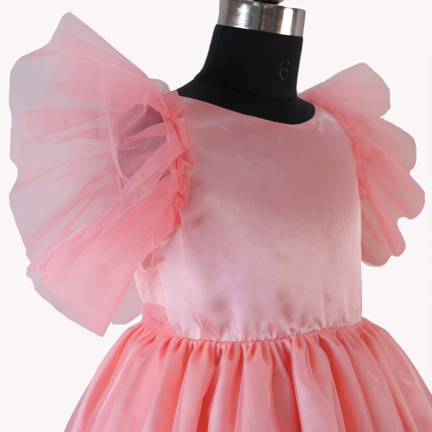 HEYKIDOO latest designer kids girls stylish peach solid frock comfortable Knee length birthday Party wear fashionable 6 years old unique most beautiful trendy candy dress buy online shopping India