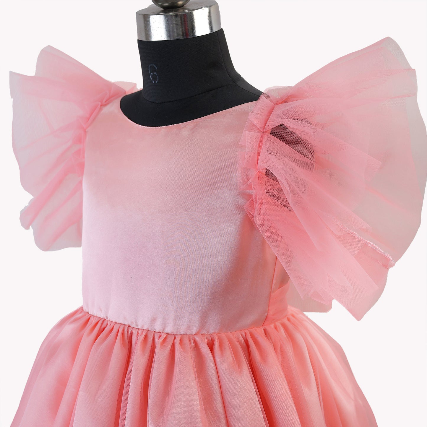 HEYKIDOO latest designer kids girls stylish peach solid frock comfortable Knee length birthday Party wear fashionable 6 years old unique most beautiful trendy candy dress buy online shopping India