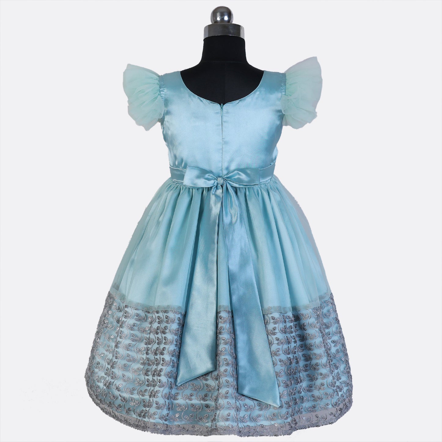 HEYKIDOO clothing girls 9 year old dress stylish comfortable indian kids online sites Knee length frock fashionable unique beautiful blue floral embroidered birthday gown buy online shopping for kids