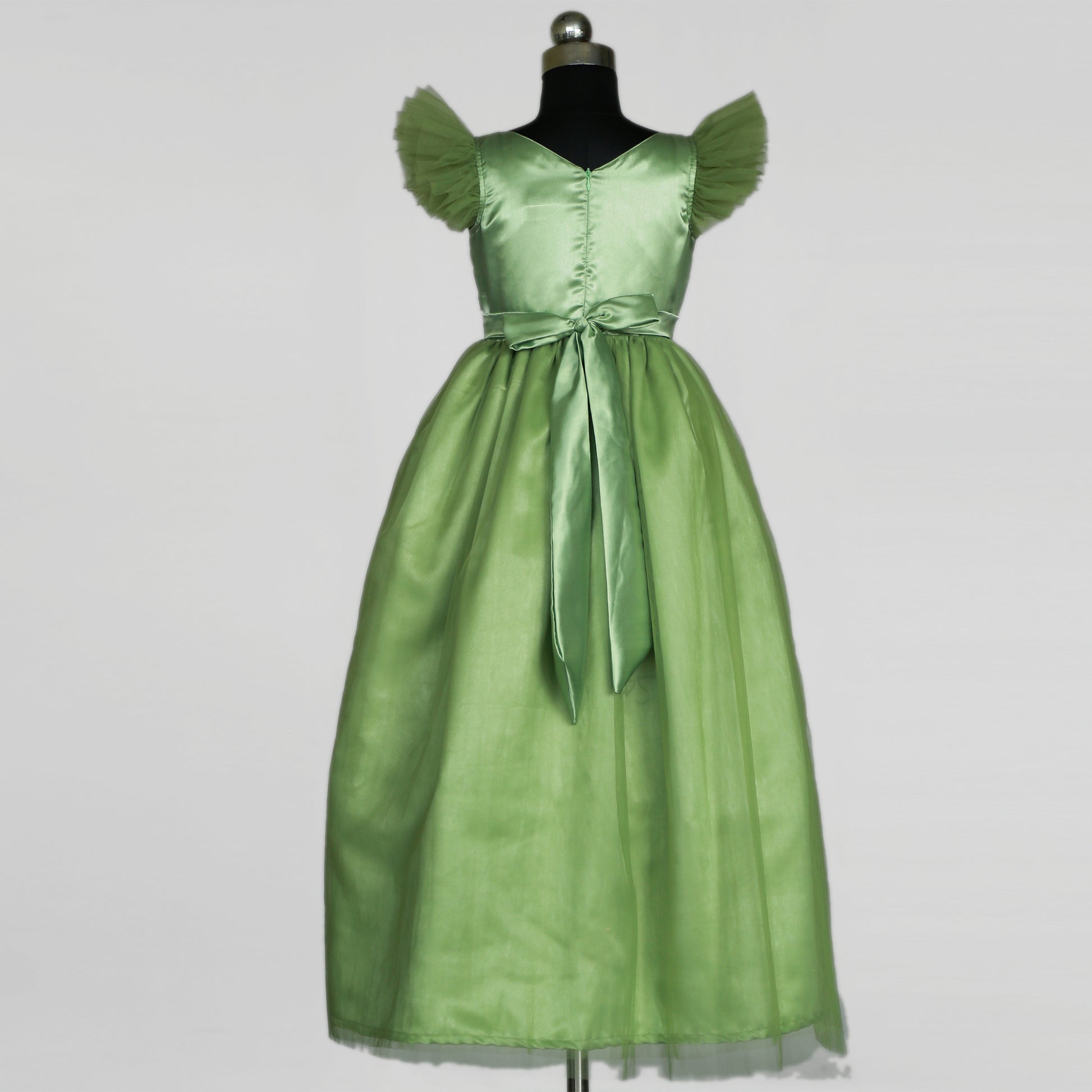 HEYKIDOO Girls Short Sleeve Embroiderer Layered Party Gown - Green - HEYKIDOO