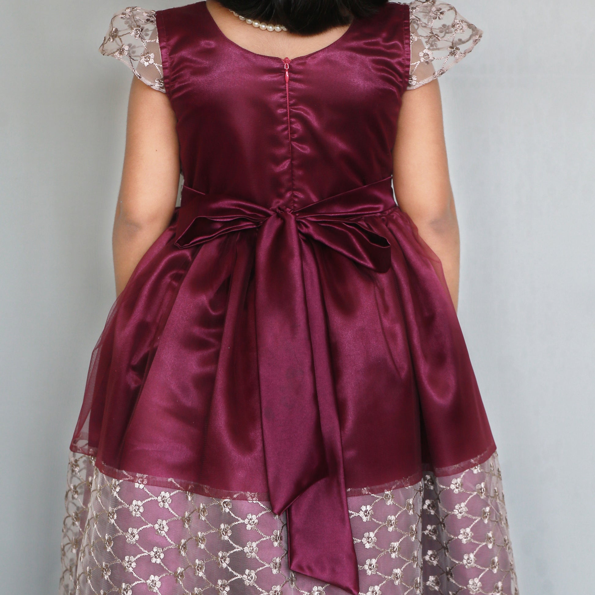 HEYKIDOO Girls Layer Embroidered Net Party Gown & Matching Mask- Purple - HEYKIDOO
