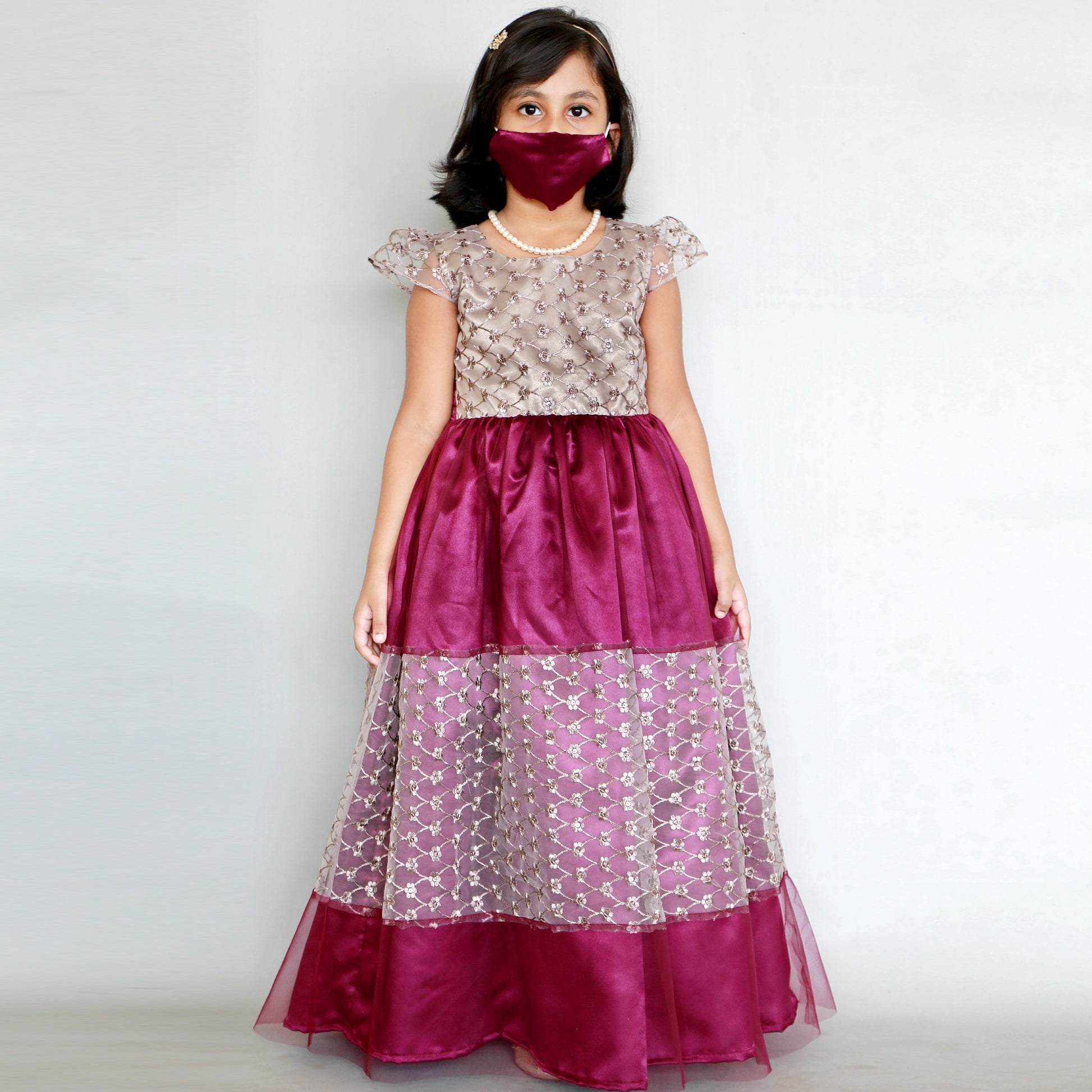 one piece dress party wear indo western party wear for girl unique floral casual frocks kids designer clothes satin party dresses layered maxi gown stylish comfortable long frock at heykidoo