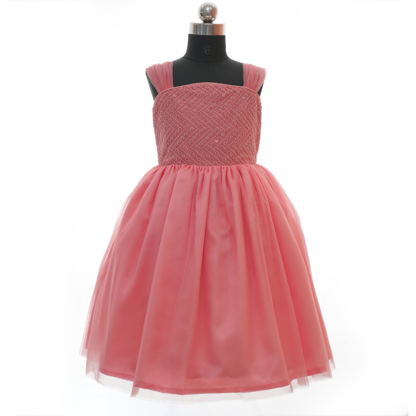 HEYKIDOO kids clothing stores online new design party wear dress latest party wear dress for girls comfortable party frock 2023 embroidered knee length satin peach birthday frock online shopping India